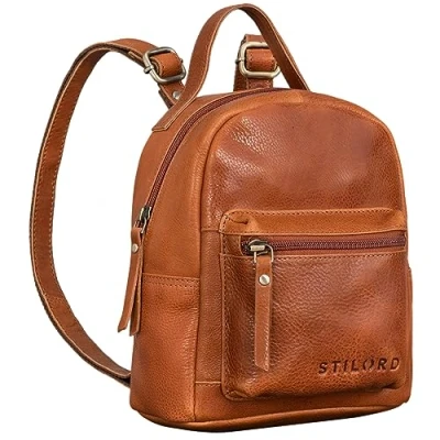 Afbeelding van STILORD &#039;Tiny&#039; Kleine Rugzak Dames Leren Vrouwen Lederen City Backpack Vintage Daypack Dagrugzak Echt Leer, Kleur:texas bruin
