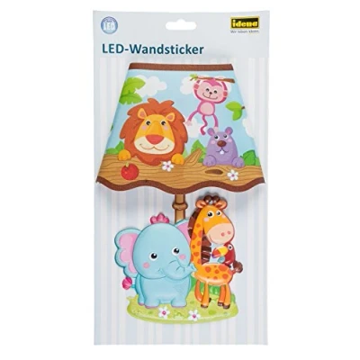 Afbeelding van Idena 31253 LED muursticker lamp wilde dieren, met lichtsensor, ca. 31 x 18 cm, ideaal als nachtlampje in de kinderkamer