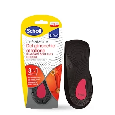 Afbeelding van Scholl In balans van knie tot hiel voetbed, pijnverlichting, inlegzolen met dubbellaagse schokabsorberende gel flexibele ondersteuning, maat M (40 42), 1 paar