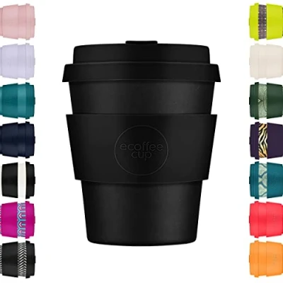 Afbeelding van Ecoffee Cup 8oz 240ml Herbruikbare Eco vriendelijke 100% Plantaardige Koffie met Siliconen Deksel &amp; Mouw Melamine Gratis Biologisch Afbreekbare Vaatwasser/Magnetron Safe Travel Mok, Kerr en