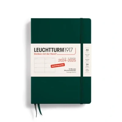 Afbeelding van LEUCHTTURM1917 370629 weekkalender medium (A5) 2025, 18 maanden (07.2024 12.2025), hardcover, Forest Green, Duits