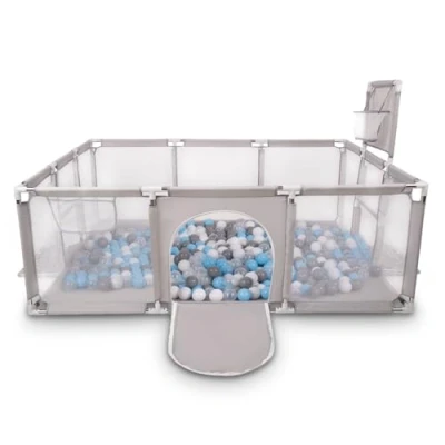 Afbeelding van Selonis Grote Speeltuin Met Plastic Ballen Babybox, Grijs:Grijs/Wit/Transparant/Babyblue,100