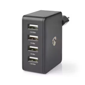 Afbeelding van USB A oplader Nedis 4 poorten (USB A, 24W, Zwart)