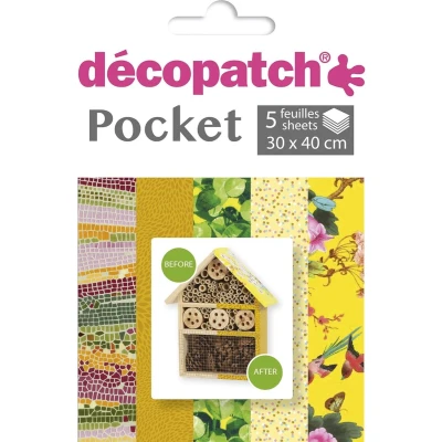 Afbeelding van Décopatch DP026C Decopatch papier, bedrukt 30 x 40 cm, motief: Asortis, geel.