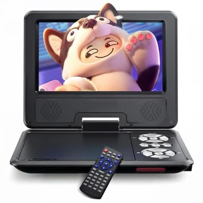 Afbeelding van WOLFANG WDV01 Draagbare dvd speler voor kinderen in de auto met 7,5 inch HD zwenkscherm, stereoluidsprekers, 6 uur batterijduur, Sync tv/USB/SD kaartondersteuning, geen ondersteuning Blu ray