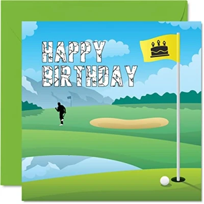 Afbeelding van Sport verjaardagskaarten voor mannen en vrouwen golfgolfspeler golfliefhebbers verjaardagskaart mama vader broer zus zoon dochter oom tante neef Nan Grandad, 145 mm x Bday Wenskaarten