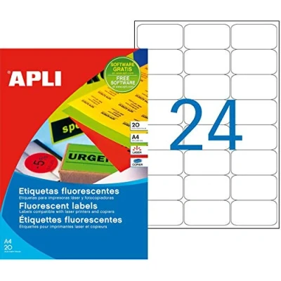 Afbeelding van Apli fluorescerente etiketten 64 x 33,9 mm (b h) geel etiket