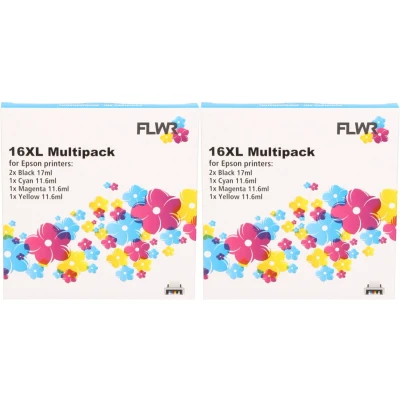 Afbeelding van FLWR Cartridges / Epson 16XL Multipack (2 sets) zwart en kleur Geschikt voor