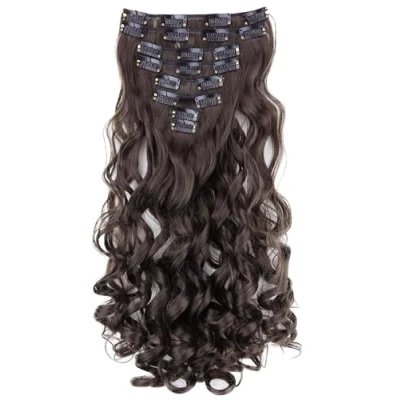 Afbeelding van CAISHA XXL 35cm 8 Delige Set CLIP IN EXTENSIONS Haarextensies Haarstukje Golvend Brunette CES104 1