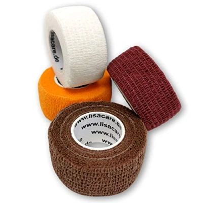 Afbeelding van LisaCare Vingerpleisters lang, set van 4 rollen, elastische, waterdichte, stof vet en vuilafstotende pleisters, kleurenmix rollen à 2,5 cm x 4,5 m
