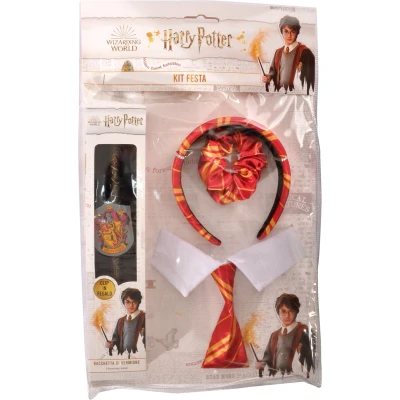 Afbeelding van Ciao s.r.l Hermelien Toverstaf Harry Potter Hermione Granger Verkleedaccessoires Kind en Volwassenen Tovenaarsset Officiële licentie 4 Delig Stropdas/Hoofdband/Scrunchie/Toverstaf One Size