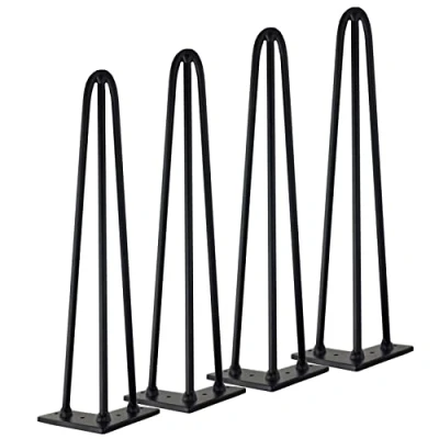 Afbeelding van Qrity [Upgrade] Lot 4 Haarspeld Tafelpoten, 40cm DIY Metalen Poten, 3 Staven, Sterker, met Schroeven en Vloerbeschermers