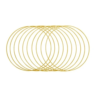Afbeelding van Rayher Metalen ringen, 10 stuks (1 stuk), 30 cm ø, goud gecoat, dikte ca. 3 mm, draadringen om te knutselen, voor wikkeltechniek, dromenvanger, bloemschikken, bruiloftskrans, hoepels, 25218616