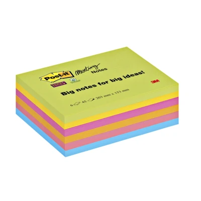 Afbeelding van Memoblok 3M Post it 8645 Super Sticky 203x153mm assorti