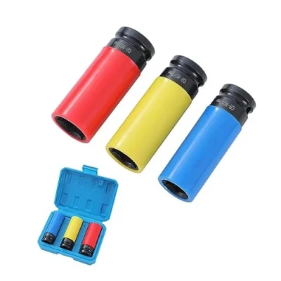 Afbeelding van TOPWAY 1/2 Inch Drive Wheel Protector Impact Deep Socket Set 17 mm 19 21 3 stuks