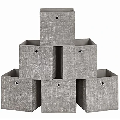 Afbeelding van Opbergdozen, set van 6 opvouwbare stoffen dozen, vliesstof, kubussen, opbergmanden, organizer voor speelgoed, kleding, taupe