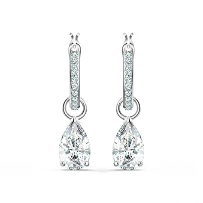 Afbeelding van Swarovski Attract Oorhangers, Pear slijpvorm, Wit, Rodium toplaag