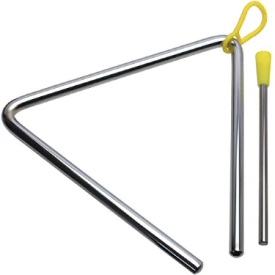 Afbeelding van iGadgitz Xtra U7203 Muziek Driehoek Instrument, Percussie en Beater Zilver Geel