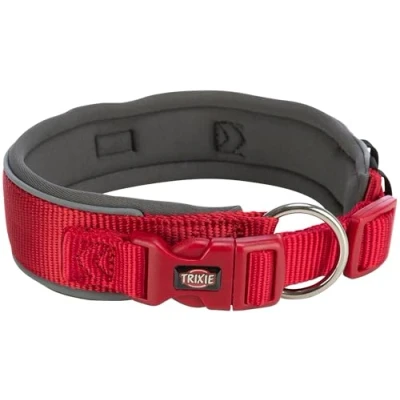 Afbeelding van Trixie premium halsband voor hond extra breed rood / grafiet grijs 53 62x5 cm