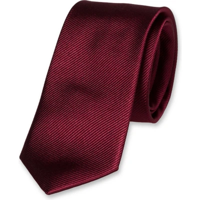 Afbeelding van E.L. Cravatte Smalle Stropdas Bordeauxrood 100% Zijde
