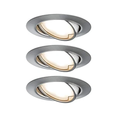 Afbeelding van Paulmann 93421 LED inbouwlamp Base rond incl. 3x5W inbouwspot ijzer geborsteld spot metaal 3000 K