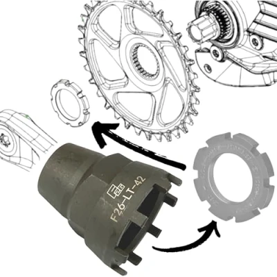 Afbeelding van Fantic26 Lockring Tool e bike sluitring kettingblad Spider Service demontage gereedschap moer geschikt voor Brose Motor Drive S/Mag Bosch Gen.2 Gen.3 Performance CX, Yamaha PW X