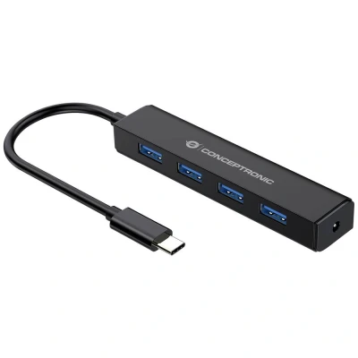 Afbeelding van Conceptronic CTC4USB3 interface hub USB 3.2 Gen 1 (3.1 1) Type C 5000 Mbit/s Zwart