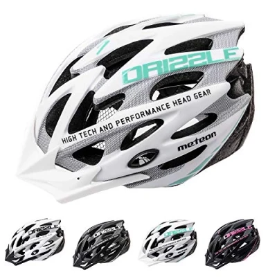 Afbeelding van meteor® fietshelm heren dames kinderhelm MTB scooter helm helmet voor downhill scheidingshelm mountainbike inliner skatehelm BMX jongens meisjes Fahrradhelmet bike Drizzle (wit/grijs/munt, L 58 61 cm)