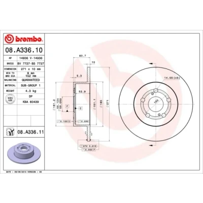 Afbeelding van Brembo Remschijf 08.A336.11