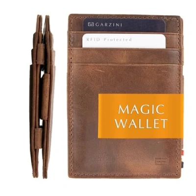 Afbeelding van Garzini Magic Wallet Essenziale RFID Leder Brushed Bruin