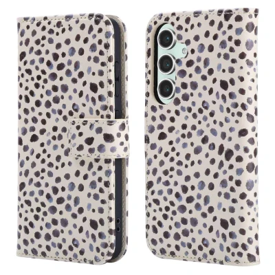 Afbeelding van Samsung Galaxy S25 Hoesje Kunstleder imoshion Bookcase Black And White Dots Telefoonhoesje