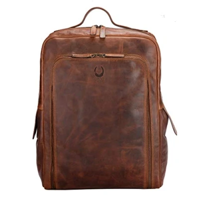Afbeelding van Corno d&#039;Oro Premium rugzak heren leer groot I handgemaakte laptoprugzak 17 inch laptop XL koeriersrugzak vintage bruin, X Large, Ontwerper