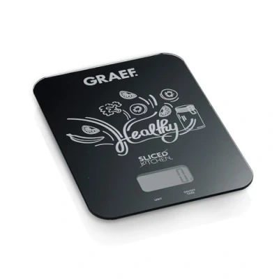 Afbeelding van GRAEF Digitale keukenweegschaal KS 202, zwart, gemakkelijk te reinigen glasoppervlak, weegfunctie tot 5 kg, intelligente tarra toewijzing functie