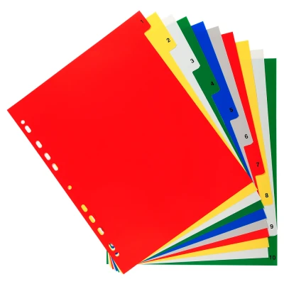Afbeelding van Exacompta ref. 84E Polypropyleen tabbladen met 10 numeriek bedrukte tabs van 1 tot in kleur Afdrukbare indexpagina Formaat A4 Maxi Afmetingen: 24,5 x 29,7 cm