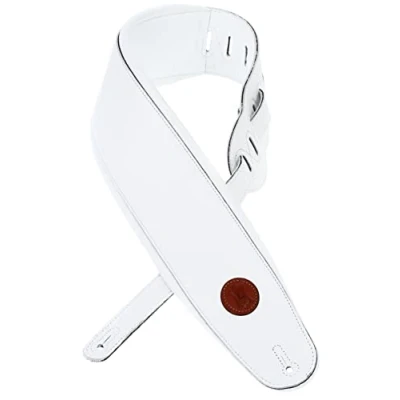 Afbeelding van Levys Leathers MSS2 4 WHT gevoerde lederen gitaarband voor basgitaar wit
