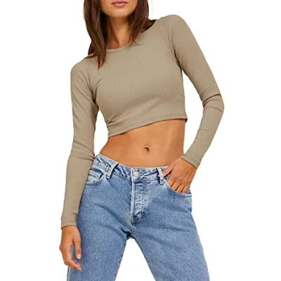 Afbeelding van JACK &amp; JONES Jixx Jaxfeline Le Rib T shirt voor dames, Noos, wierook. , S