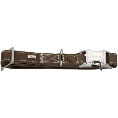 Afbeelding van HUNTER HUNTING ALU STRONG Hondenhalsband, aluminium steeksluiting, leer, robuust, zacht, L, bruin