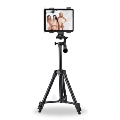 Afbeelding van TronicXL 30 60cm tafelstatief inclusief tablet houder camera statief geschikt voor Apple iPad Mini Air 1 2 Samsung Android 7 tot 10 inch uw Tripod muziekstandaard adapter (19,5cm) ¼ 360