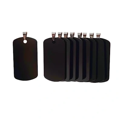 Afbeelding van Rechthoek aluminium lege hondentags, doe het zelf gegraveerde kat hond ID tags, gepersonaliseerde huisdierenidentiteitsnaamlabels, maat 46 mm x 25 mm, zwart 12 stuks