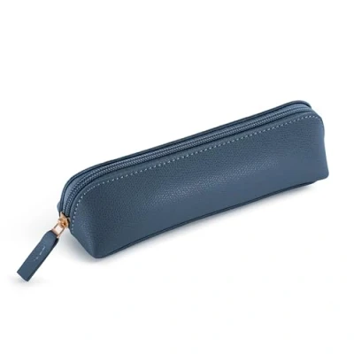 Afbeelding van Miquelrius Ovaal etui met 1 vak, afmetingen 190 x 55 30 mm, buitenmateriaal en handgreep van PU leer, ritssluiting, blauw, Donkerblauw, 192 MR19204 Ovale reiskoffer, marineblauw