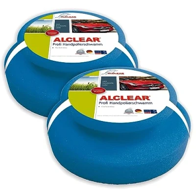 Afbeelding van Alclear 5713050M Handpolijstspons met rondomlopende greep voor het wassen, polijsten, reinigen van lak, professionele polijstspons in plaats polijstmachine, 130 x 50 mm, 2 stuks