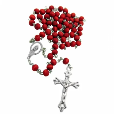 Afbeelding van Rozenkrans ketting Hout Cherise Rood Charme Bijoux