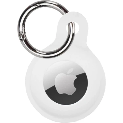 Afbeelding van Hoesje Geschikt voor Apple AirTag Sleutelhanger Hoes Siliconen Wit
