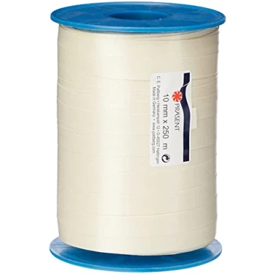 Afbeelding van C.E. PATTBERG Cadeaulint créme, 250 meter lint 10 mm voor het knutselen, decoreren en verpakken van geschenken elke gelegenheid