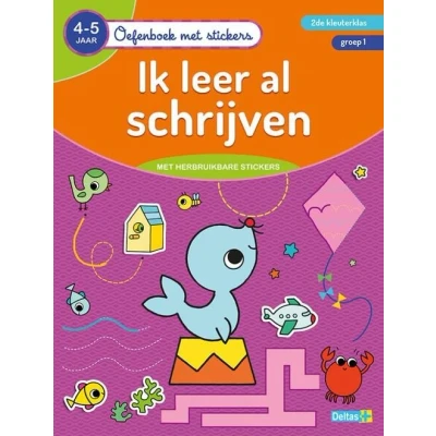 Afbeelding van Deltas Oefenboek met stickers ik leer al schrijven (4 5 jaar)