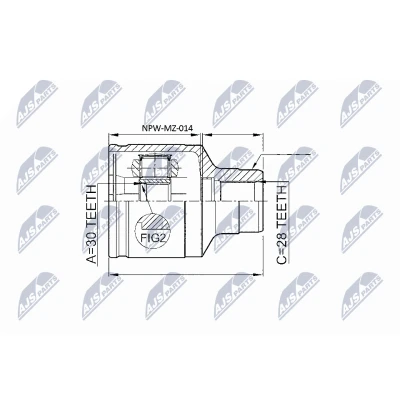 Afbeelding van Homokineet reparatie set, aandrijfas NTY NPW MZ 014
