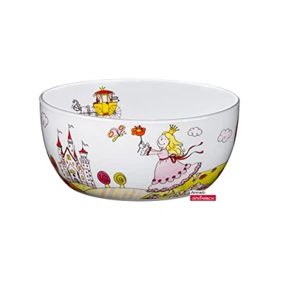 Afbeelding van WMF Prinses Anneli kinderservies, mueslikom voor kinderen, 13,8 cm, porseleinen kom, vaatwasmachinebestendig, kleur en voedselveilig, kleurrijk, roze