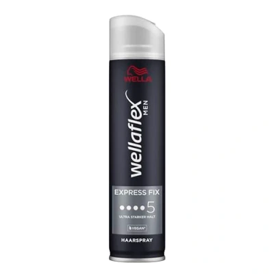 Afbeelding van Wellaflex Men Express Fix haarspray, zeer sterke fixatie, 48 uur houdbaar, veganistische dermatologisch getest, 250 ml