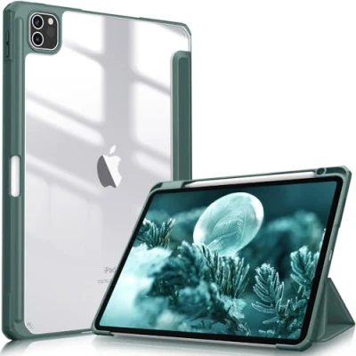 Afbeelding van Fintie Hoes voor iPad Pro 11 2021 (3e Generatie) [Ingebouwde Penhouder] Schokbestendige Cover met Transparant Harde Schaal Terug Case 11&quot; 2021/2020 / 2018, (Middernacht Groen)