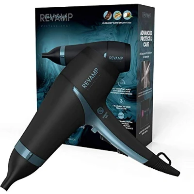 Afbeelding van REVAMP Progloss 4000 Advanced Protect &amp; Care Föhn Lichte, draagbare professionele föhn, concentrator mondstuk, ultieme glans ionische straal met conditionerende supergladde oliën